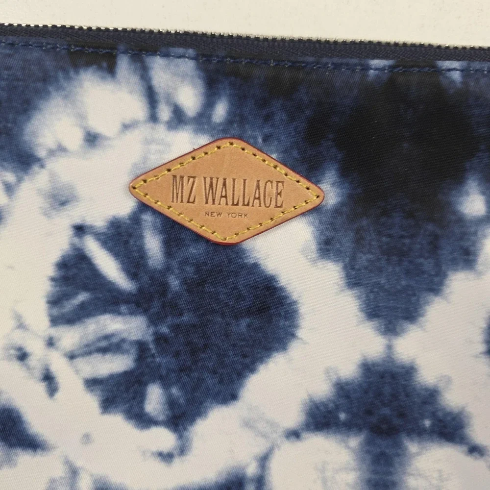 MZ Wallace Clutch Bag Womens Small Blue Nylon Tie Dye Zip Cosmetic Travel Pouch